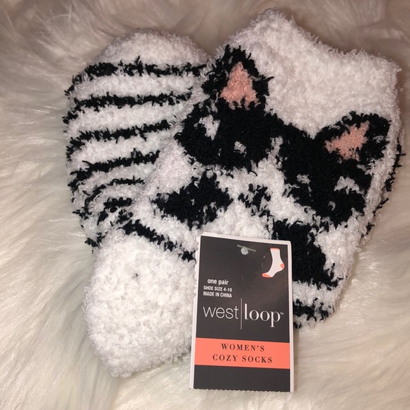 NWT Cozy Fuzzy Cat Socks by West Loop for Women - Picture 2 of 6